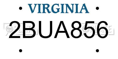 2BUA856 Virginia License Plate
