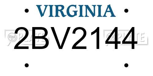2BV2144 Virginia License Plate