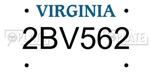 2BV562 Virginia License Plate