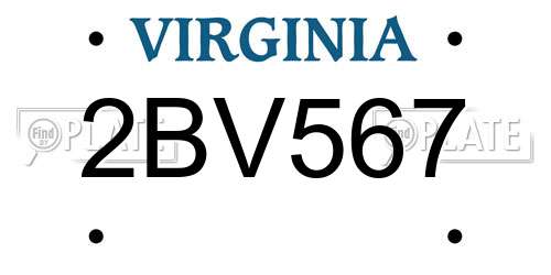 2BV567 Virginia License Plate