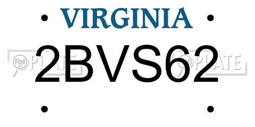 2BVS62 Virginia License Plate