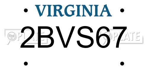 2BVS67 Virginia License Plate