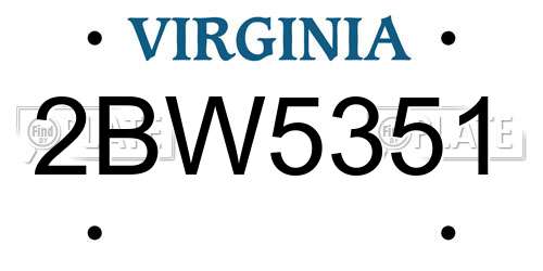 2BW5351 Virginia License Plate