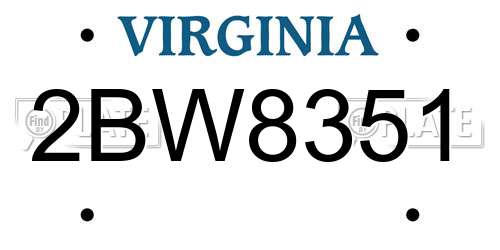 2BW8351 Virginia License Plate