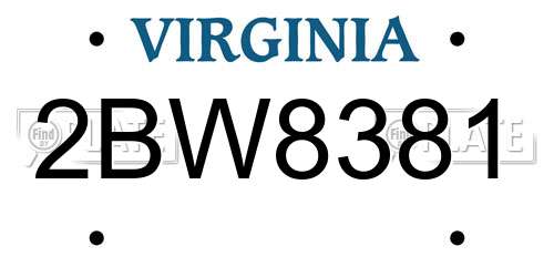 2BW8381 Virginia License Plate