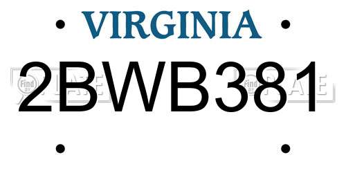 2BWB381 Virginia License Plate