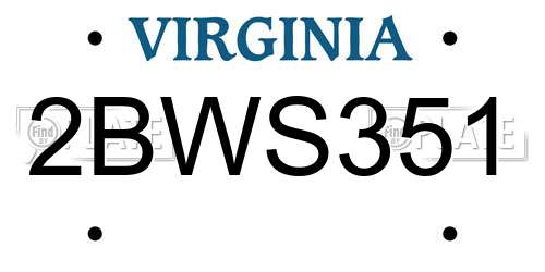 2BWS351 Virginia License Plate