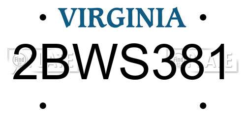 2BWS381 Virginia License Plate
