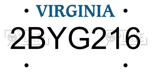 2BYG216 Virginia License Plate
