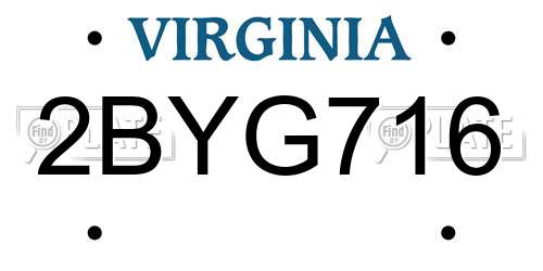 2BYG716 Virginia License Plate