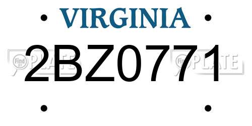 2BZ0771 Virginia License Plate