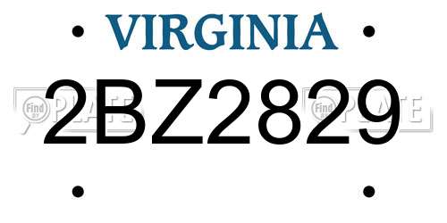 2BZ2829 Virginia License Plate