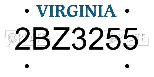 2BZ3255 Virginia License Plate