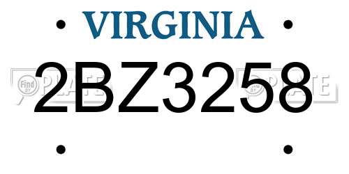 2BZ3258 Virginia License Plate