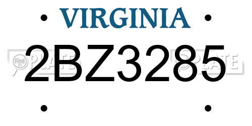 2BZ3285 Virginia License Plate