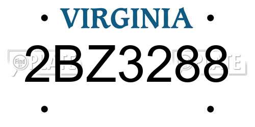 2BZ3288 Virginia License Plate