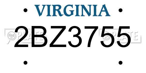 2BZ3755 Virginia License Plate