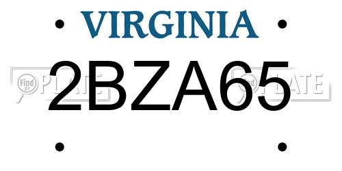 2BZA65 Virginia License Plate