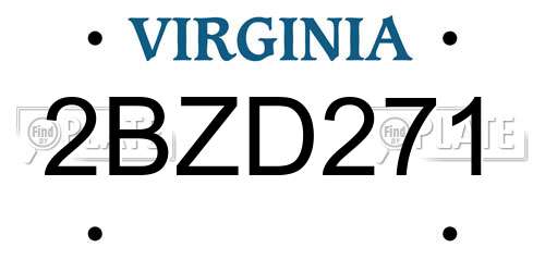 2BZD271 Virginia License Plate