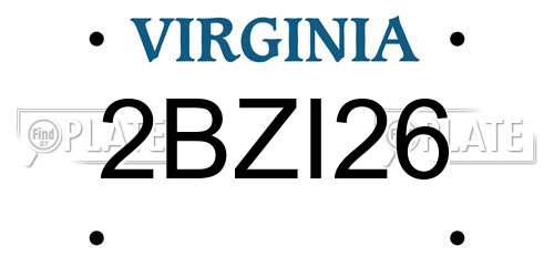 2BZI26 Virginia License Plate