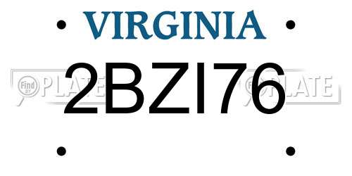 2BZI76 Virginia License Plate