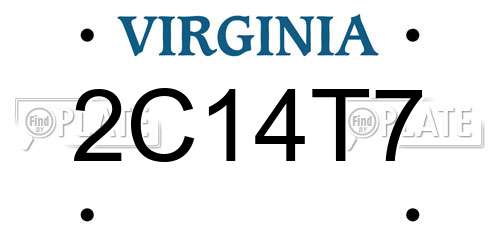2C14T7 Virginia License Plate