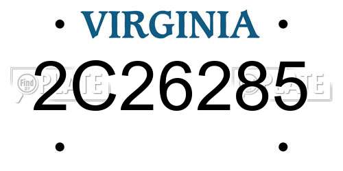 2C26285 Virginia License Plate