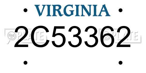 2C53362 Virginia License Plate