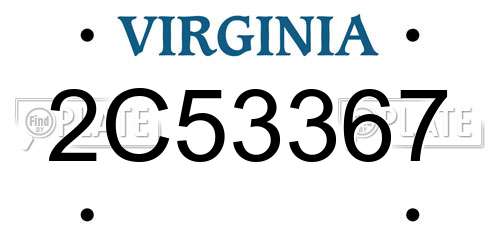 2C53367 Virginia License Plate