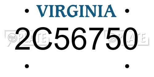2C56750 Virginia License Plate