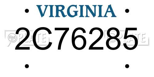 2C76285 Virginia License Plate