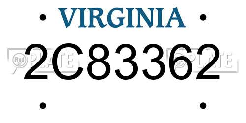 2C83362 Virginia License Plate