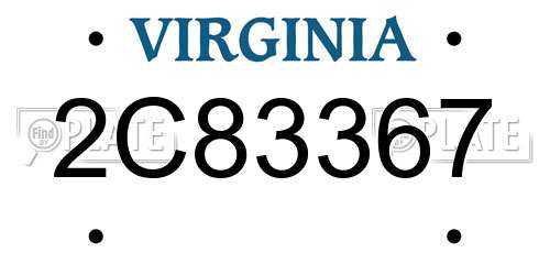 2C83367 Virginia License Plate