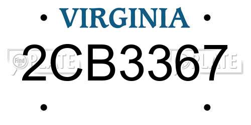 2CB3367 Virginia License Plate