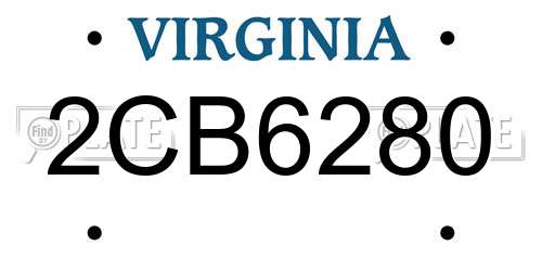 2CB6280 Virginia License Plate