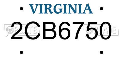 2CB6750 Virginia License Plate