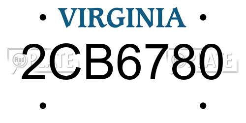 2CB6780 Virginia License Plate