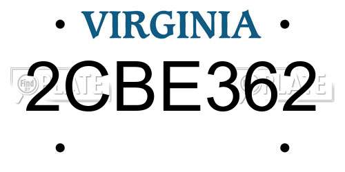 2CBE362 Virginia License Plate