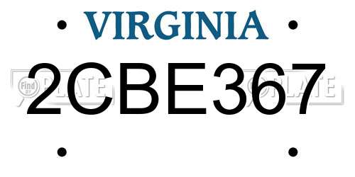 2CBE367 Virginia License Plate