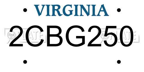 2CBG250 Virginia License Plate