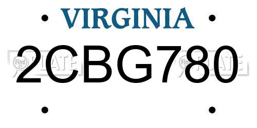 2CBG780 Virginia License Plate