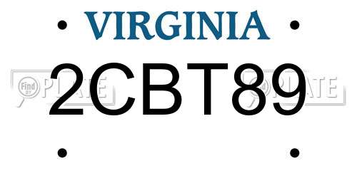2CBT89 Virginia License Plate