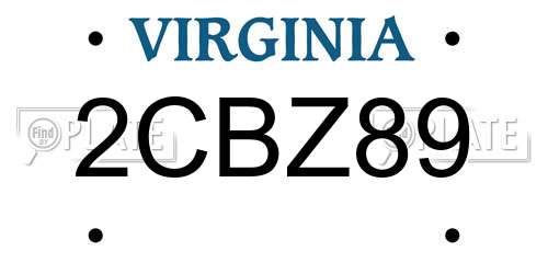 2CBZ89 Virginia License Plate