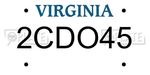 2CDO45 Virginia License Plate