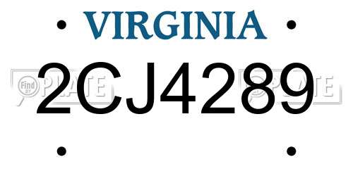 2CJ4289 Virginia License Plate