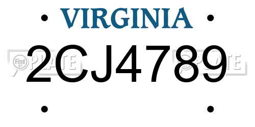 2CJ4789 Virginia License Plate
