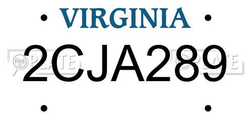 2CJA289 Virginia License Plate