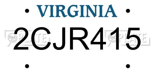 2CJR415 Virginia License Plate