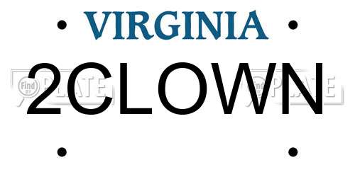 2CLOWN Virginia License Plate