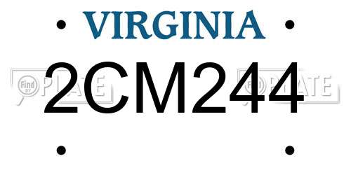 2CM244 Virginia License Plate